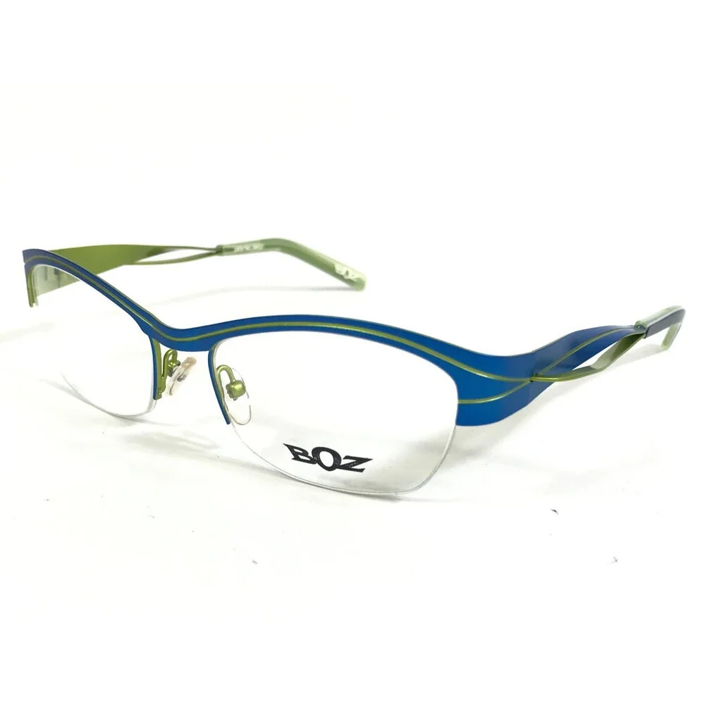 BOZ Eyeglasses Frames STAR 2642 Blue Anise Green Half Rim Cat Eye 52.5-17-131